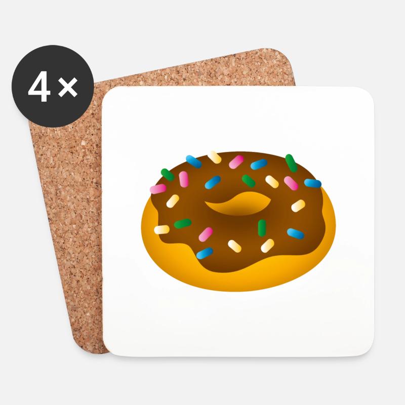 Smiley Donut - Untersetzer (4er-Set) - Weiß