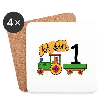 Ich bin 1 | Kindergeburtstag | Erster Geburtstag - Untersetzer (4er-Set) - Weiß - Vorne