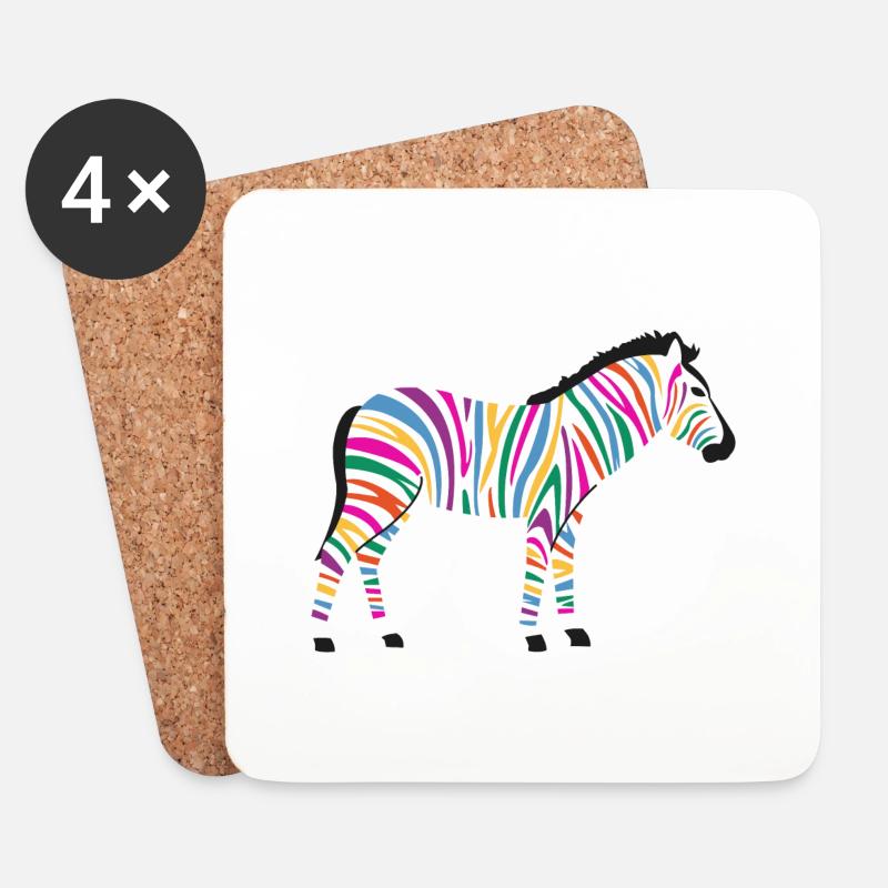 Das bunte Zebra - Untersetzer (4er-Set) - Weiß