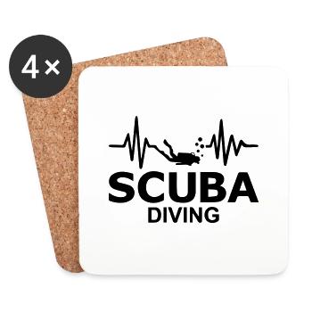 Heart Beat Scuba Diving - Untersetzer (4er-Set) - Weiß - Vorne