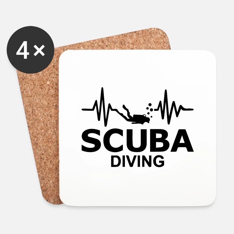 Heart Beat Scuba Diving - Untersetzer (4er-Set) - Weiß