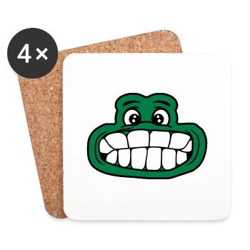 frosch kroete grosser mund gesicht augen kopf zaeh - Untersetzer (4er-Set) - Weiß - Vorne