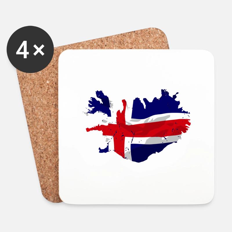 Iceland Flag Map - Untersetzer (4er-Set) - Weiß