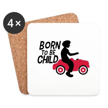 born to be child boy toy car kids fun - Coasters (set of 4) - white - Front