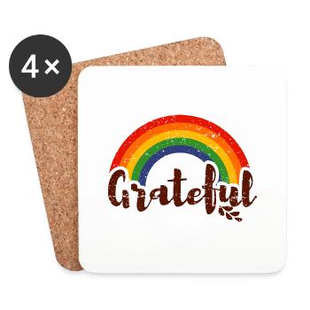dankbarer Regenbogen LGBT - Untersetzer (4er-Set) - Weiß - Vorne