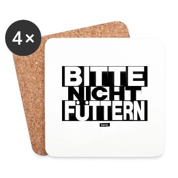 Bitte Nicht Füttern HARIZ Sprüche Männer Geschenk - Untersetzer (4er-Set) - Weiß - Vorne