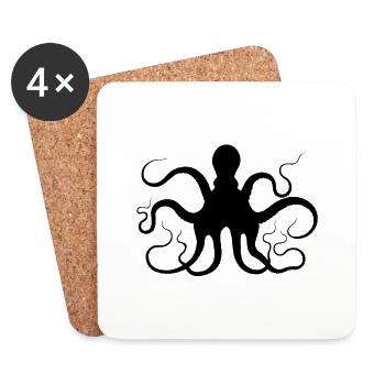 Oktopus Schatten - Untersetzer (4er-Set) - Weiß - Vorne
