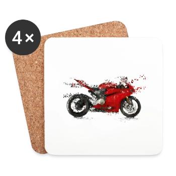 Moto rouge - Dessous de verre (lot de 4) - blanc - Devant