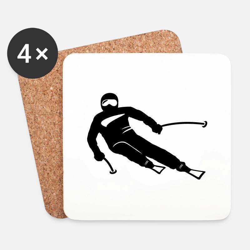 Winter - Skifahrer - Untersetzer (4er-Set) - Weiß