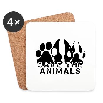 SAUVEZ LES ANIMAUX - Dessous de verre (lot de 4) - blanc - Devant