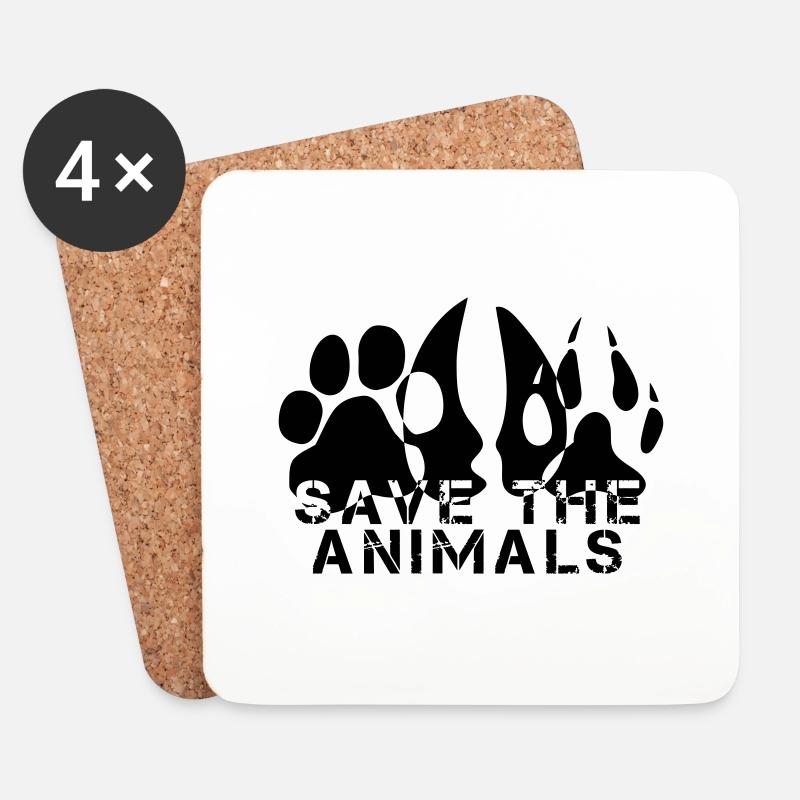 SAVE THE ANIMALS - Untersetzer (4er-Set) - Weiß