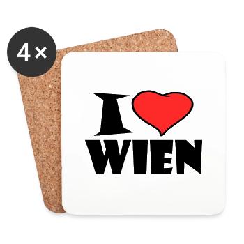 J'aime Vienne - Dessous de verre (lot de 4) - blanc - Devant