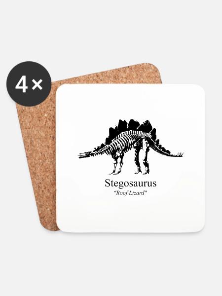 Stegosaurus schwarz - Untersetzer (4er-Set) - Weiß
