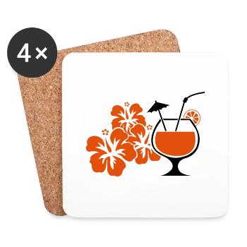 hawaii_blumen_cocktail - Dessous de verre (lot de 4) - blanc - Devant