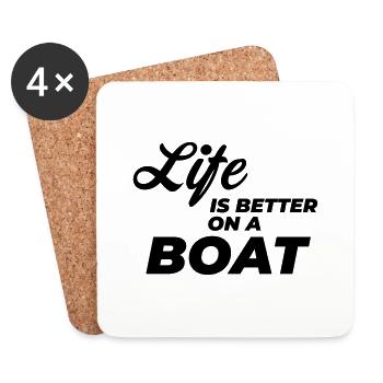la vie est meilleure sur un bateau captian - Dessous de verre (lot de 4) - blanc - Devant