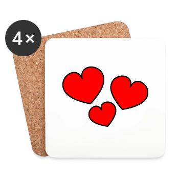 CŒUR. CŒURS. HEART. BISOU. SMACK. BISOUS. - Dessous de verre (lot de 4) - blanc - Devant