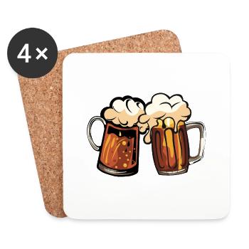 biere mousse chope binouze alcool verre - Dessous de verre (lot de 4) - blanc - Devant