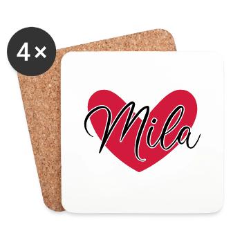Mila Name Vorname - Untersetzer (4er-Set) - Weiß - Vorne