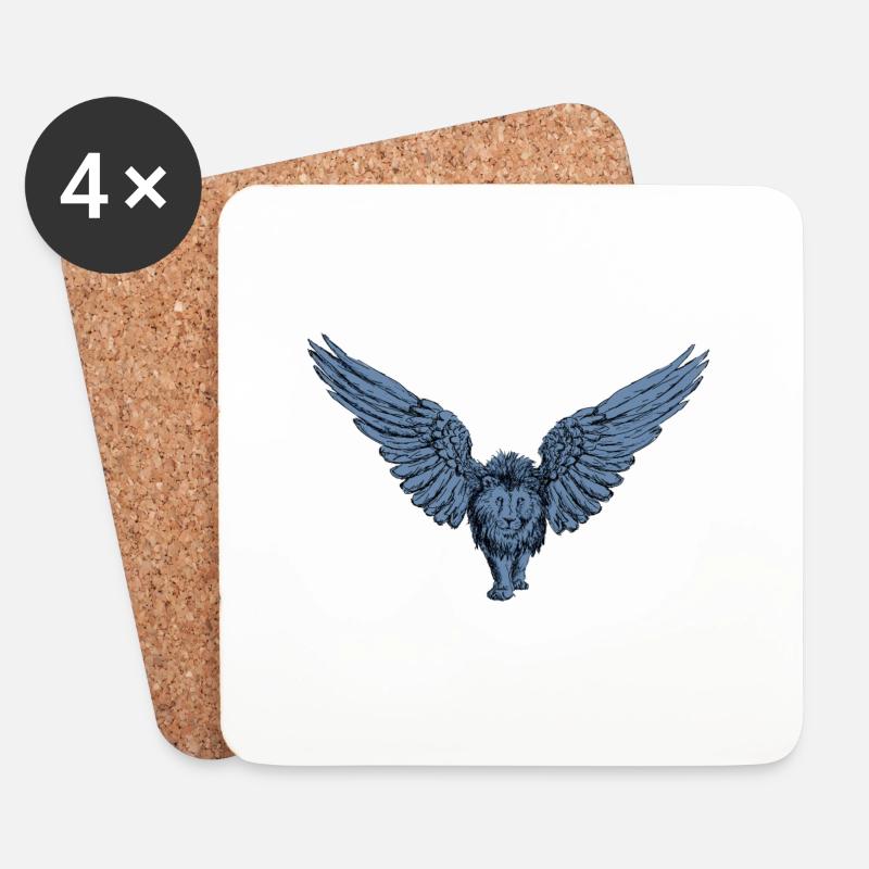 Lion blue - Untersetzer (4er-Set) - Weiß