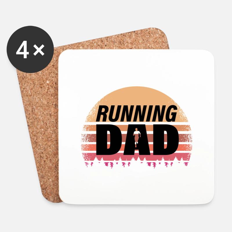 running dad Läufer Marathon Joggen Vater Geschenk - Untersetzer (4er-Set) - Weiß