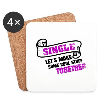 Single auf der Suche Partnersuche - Untersetzer (4er-Set) - Weiß - Vorne