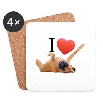 J'aime les chiens - Dessous de verre (lot de 4) - blanc - Devant