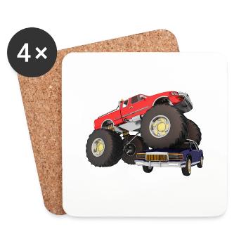 Monster truck, véhicule tout-terrain, pick-up, fourgonnette - Dessous de verre (lot de 4) - blanc - Devant