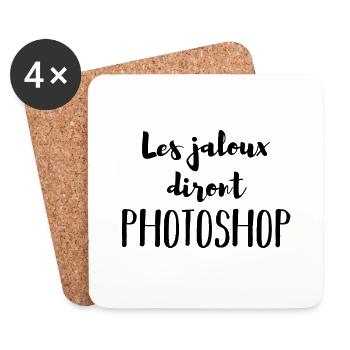 Les jaloux diront Photoshop noir - Dessous de verre (lot de 4) - blanc - Devant