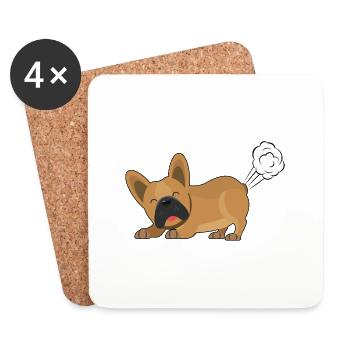 French Bulldog - Fart - Coasters (set of 4) - white - Front