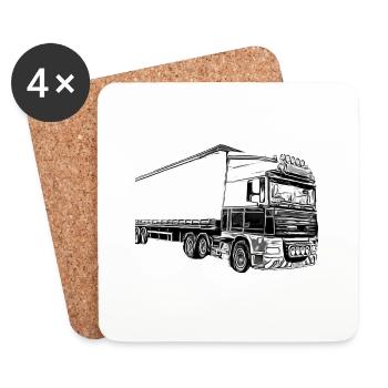 Camions - Dessous de verre (lot de 4) - blanc - Devant
