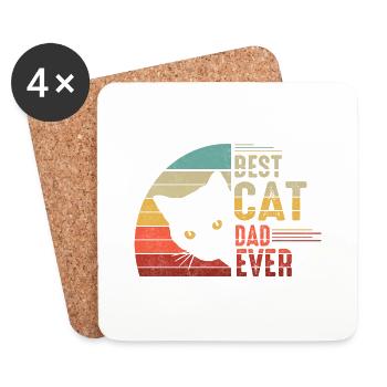 Best Cat Dad ever Vatertag Fathers Day Geschenk - Untersetzer (4er-Set) - Weiß - Vorne