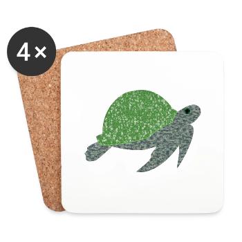 Schildkröte - Untersetzer (4er-Set) - Weiß - Vorne