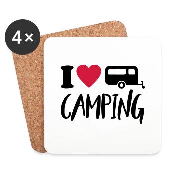 I Love Camping Campen Zelten - Untersetzer (4er-Set) - Weiß - Vorne