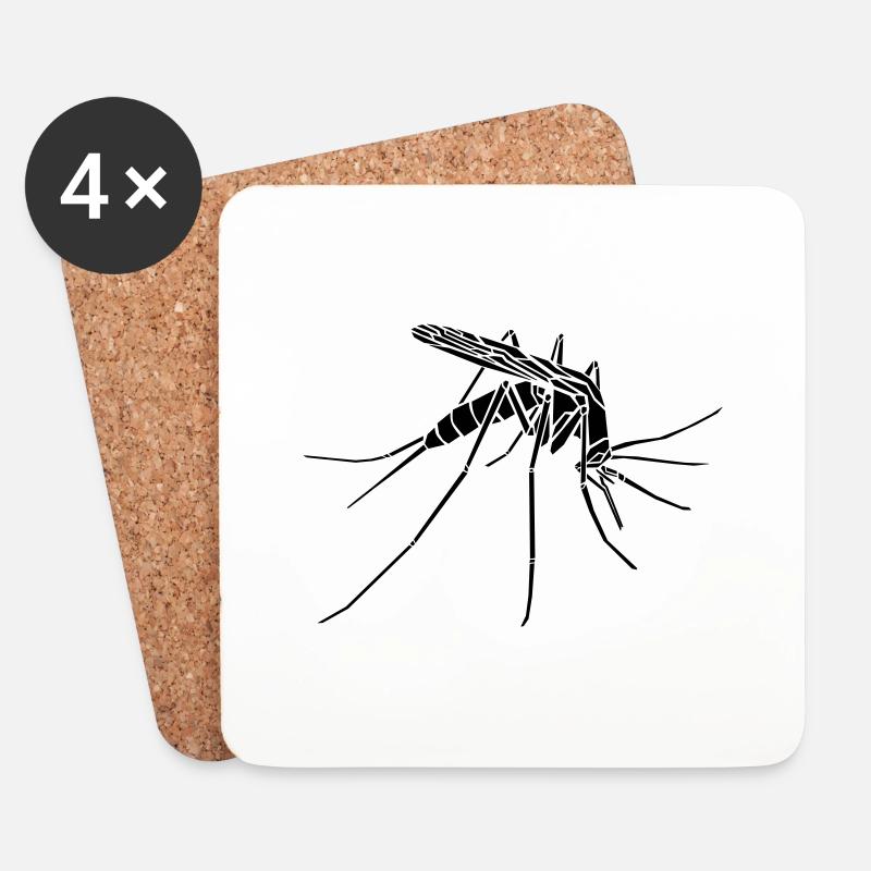 Mücke / Mosquito - Untersetzer (4er-Set) - Weiß