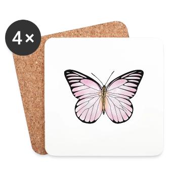 Schmetterling, rosa - Untersetzer (4er-Set) - Weiß - Vorne