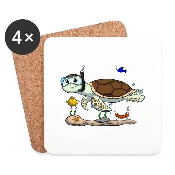 Scuba Diving Schildkröte Fisch Tauchen I Geschenk - Untersetzer (4er-Set) - Weiß - Vorne