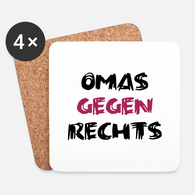 Omas gegen Rechts mittig - Untersetzer (4er-Set) - Weiß