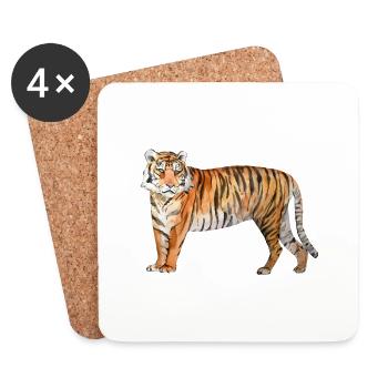 tiger - Coasters (set of 4) - white - Front