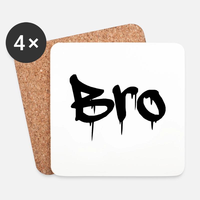 Bro - Graffiti Schriftzug - Untersetzer (4er-Set) - Weiß