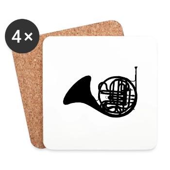Corne, Instrument de musique, Instrument à vent - Dessous de verre (lot de 4) - blanc - Devant