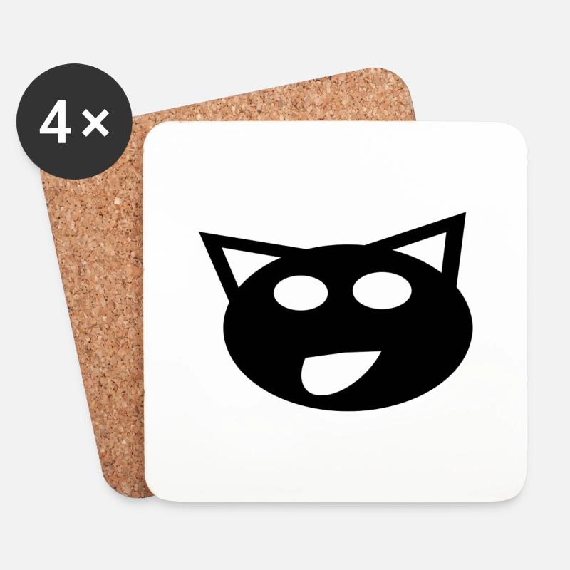 le chat noir - Dessous de verre (lot de 4) - blanc