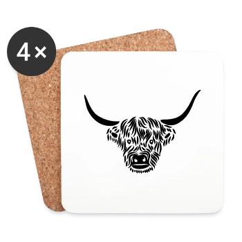 Cow Farmer Gift Highland Cattle Scottish - Coasters (set of 4) - white - Front