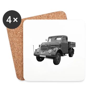 Garant K 30 Robur Zittau DDR Oldtimer Lkw - Coasters (set of 4) - white - Front