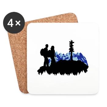 Mountain Hiking - Hikers - Coasters (set of 4) - white - Front
