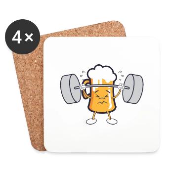 Drinking Party Funny Craft Beer Lifting Design - Untersetzer (4er-Set) - Weiß - Vorne