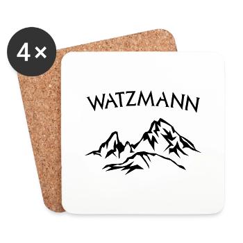 Berg Watzmann lettering black - color selectable - Coasters (set of 4) - white - Front