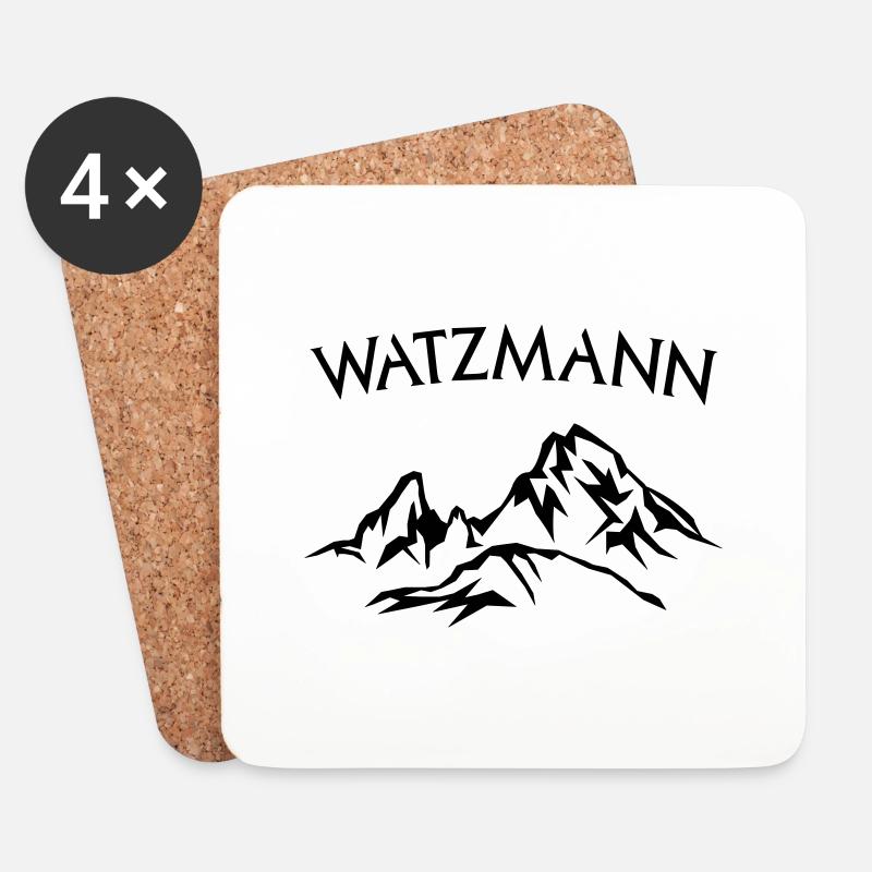 Berg Watzmann Schriftzug schwarz - Farbe wählbar - Untersetzer (4er-Set) - Weiß