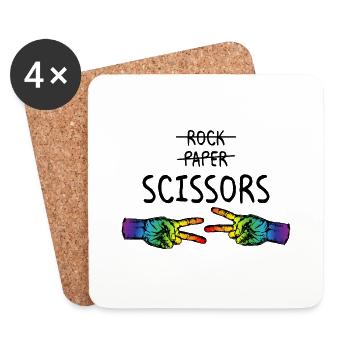 Rock Paper Scissors LGBTQ Pride Month Lesbian - Coasters (set of 4) - white - Front