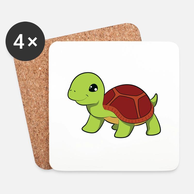 Schildkröte - Untersetzer (4er-Set) - Weiß