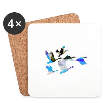 vögel,flug,malerei,flügel,aquarell,gänse,wildgänse - Untersetzer (4er-Set) - Weiß - Vorne